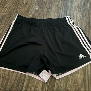 Adidas Womens Black and Pink Athletic Basketball Shorts Large 16-18